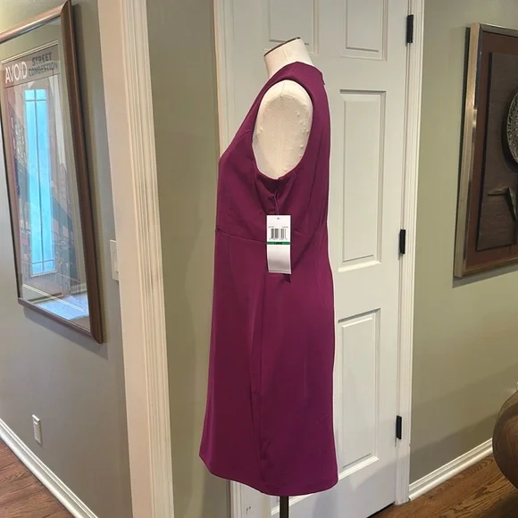 NWT Nina Leonard Sz Large Fuschia Crepe (?) Sheath Shift Dress - Picture 3 of 7